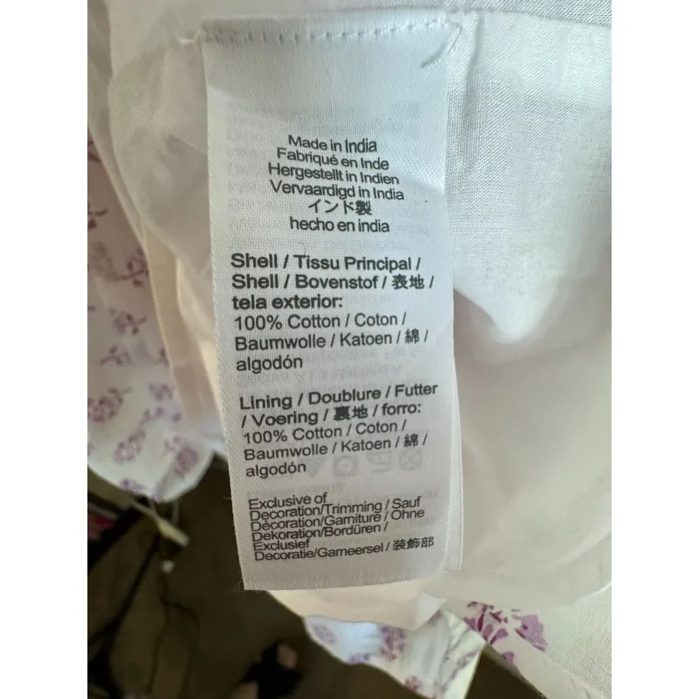 J. Crew Dress, White with purple flowers, floral, 100% Cotton